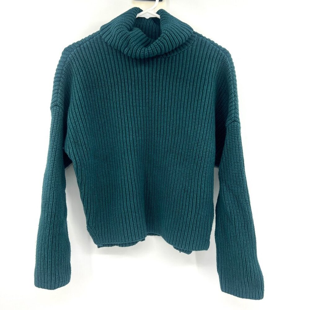 Abercrombie & Fitch Green Cable Knit Turtleneck Women's Medium